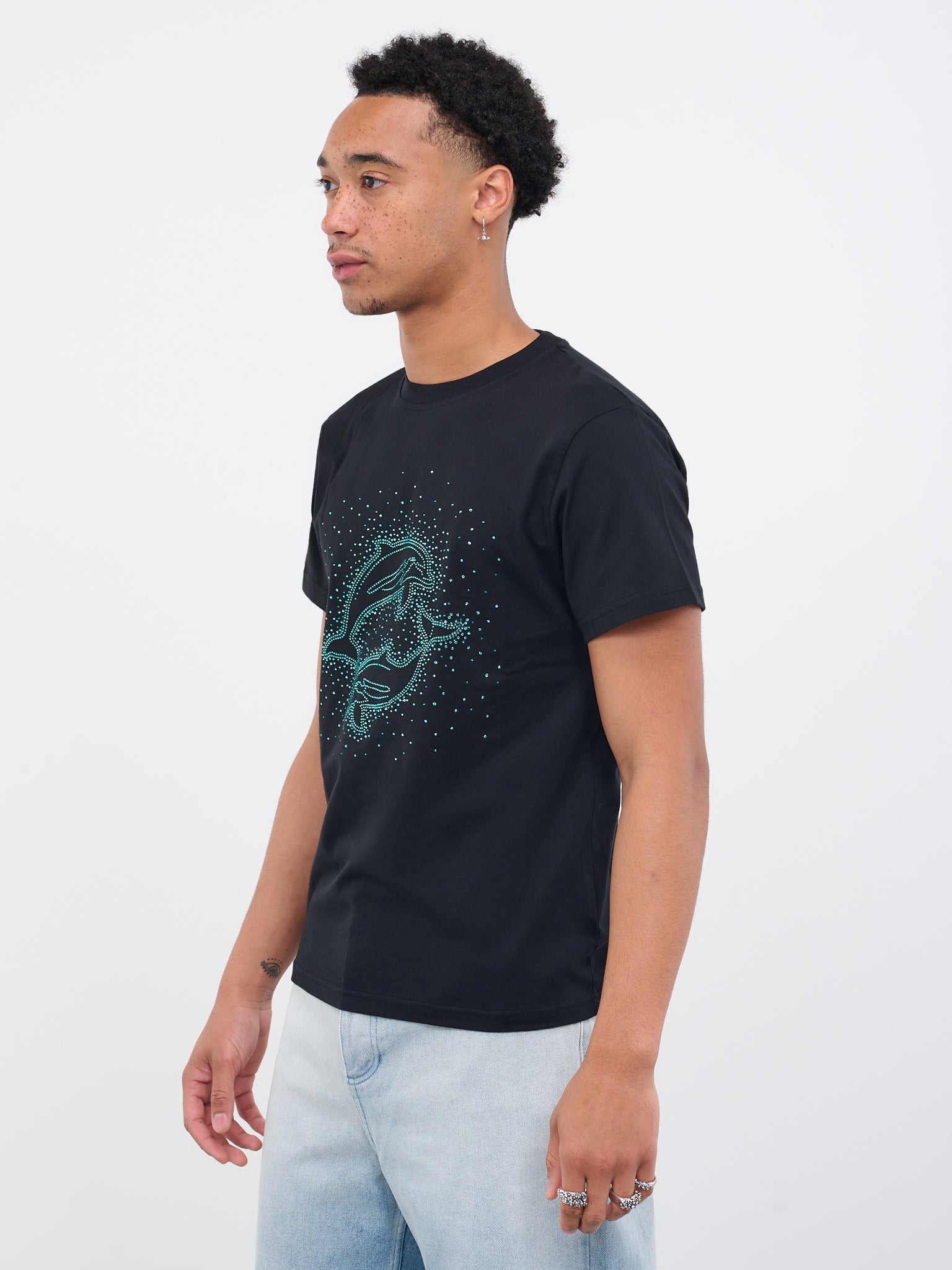 Embellished Dolphin T-Shirt (3016C-J002-BLACK-DOLPHIN)