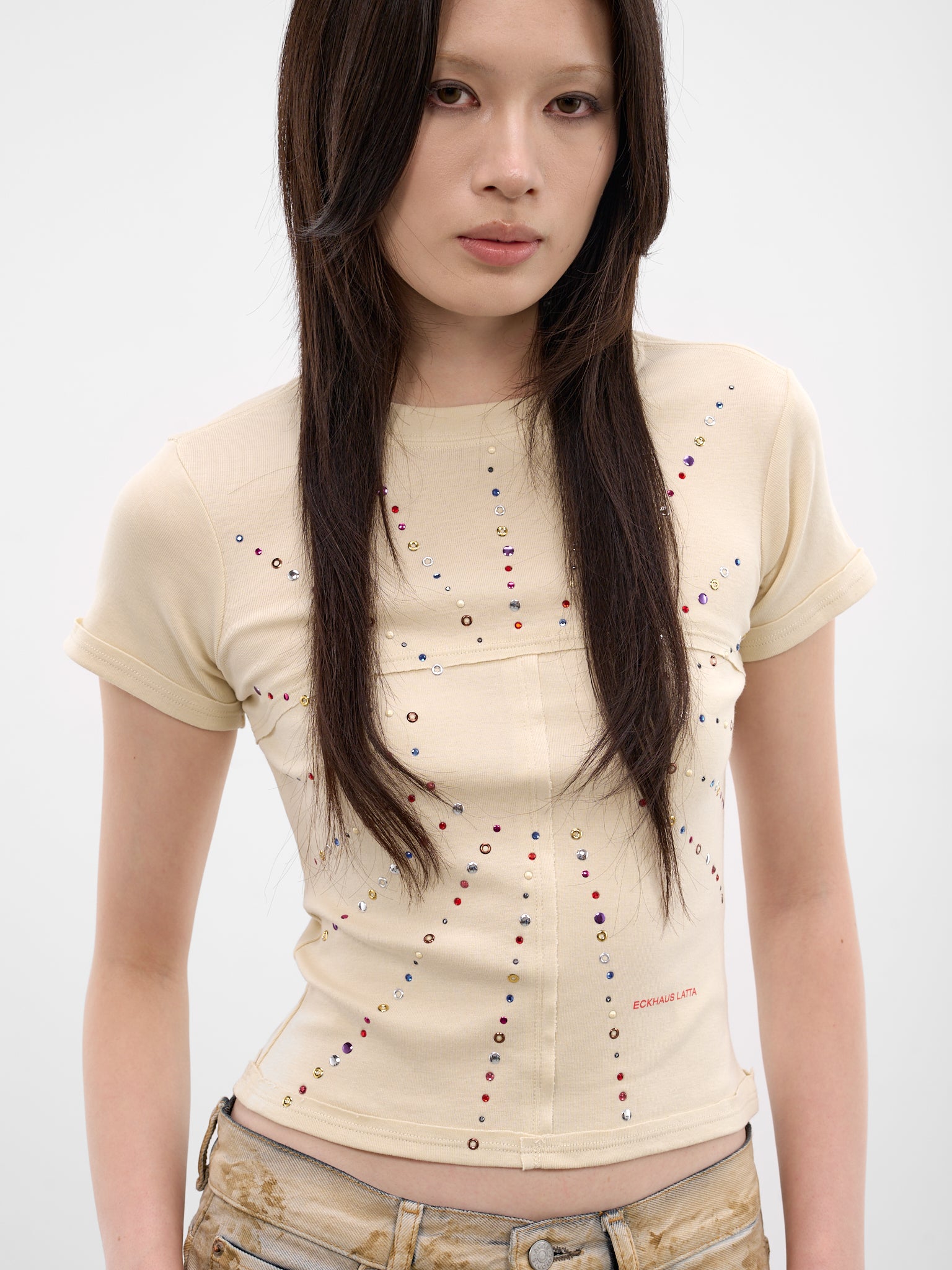 Beige Rib-Knit Baby Tee (303-EL-PS26-SUNBURST)