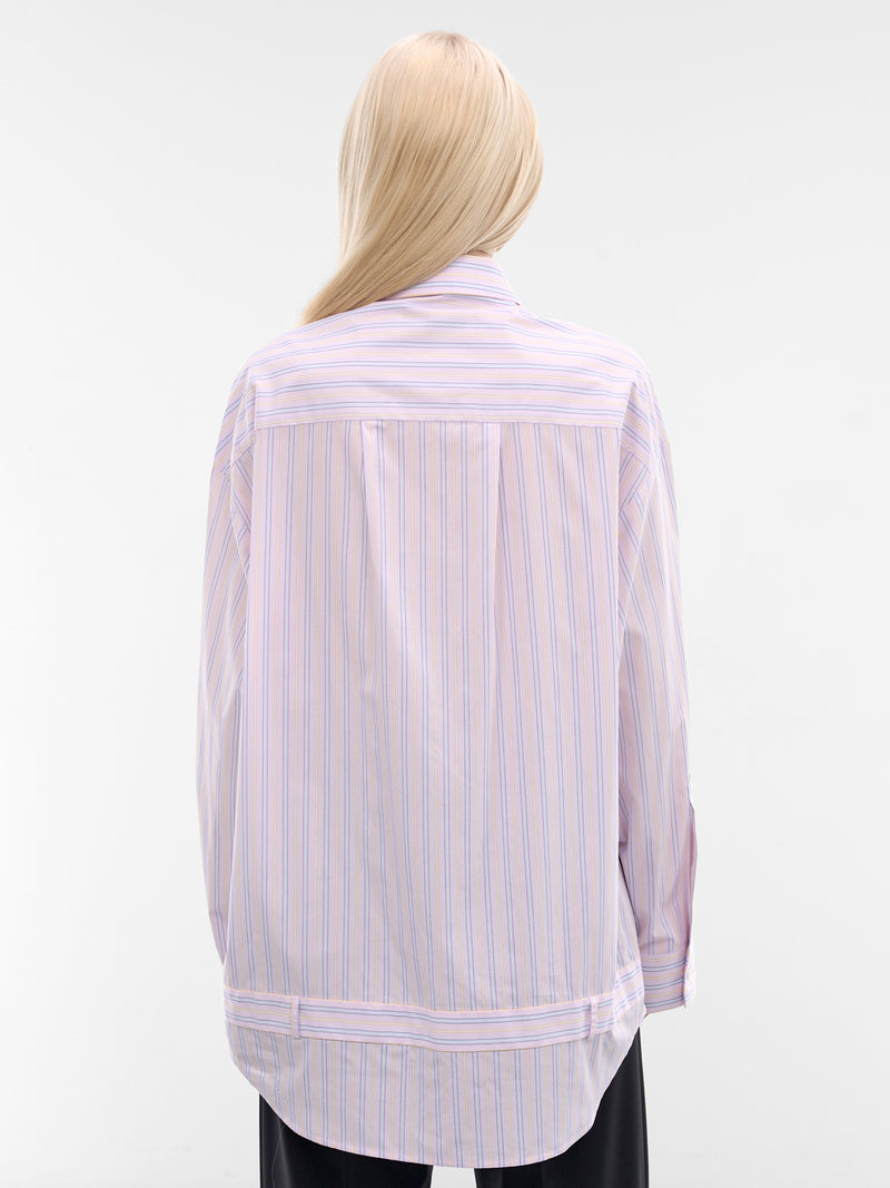 Blue Striped Poplin Belt Shirt (3046-4500-BLUE-STRIPED)