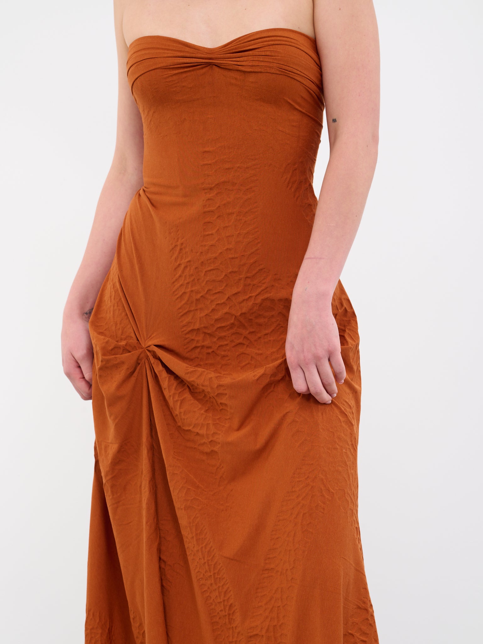 Gathered Draped Maxi Dress (305-TYRE-IMPRINT-RUST)