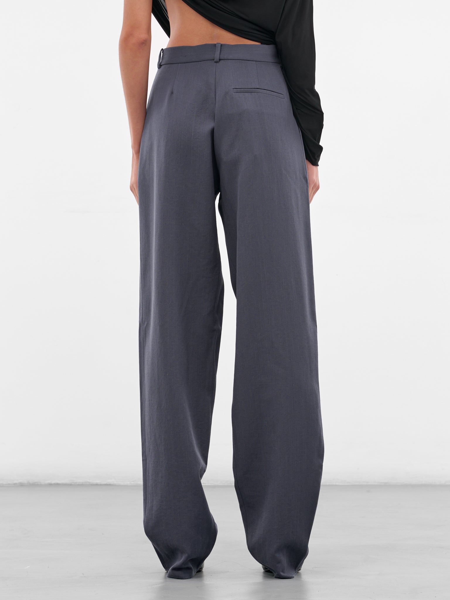 Gray Wool Tailored Pleated Trousers (319-T02-GREY)