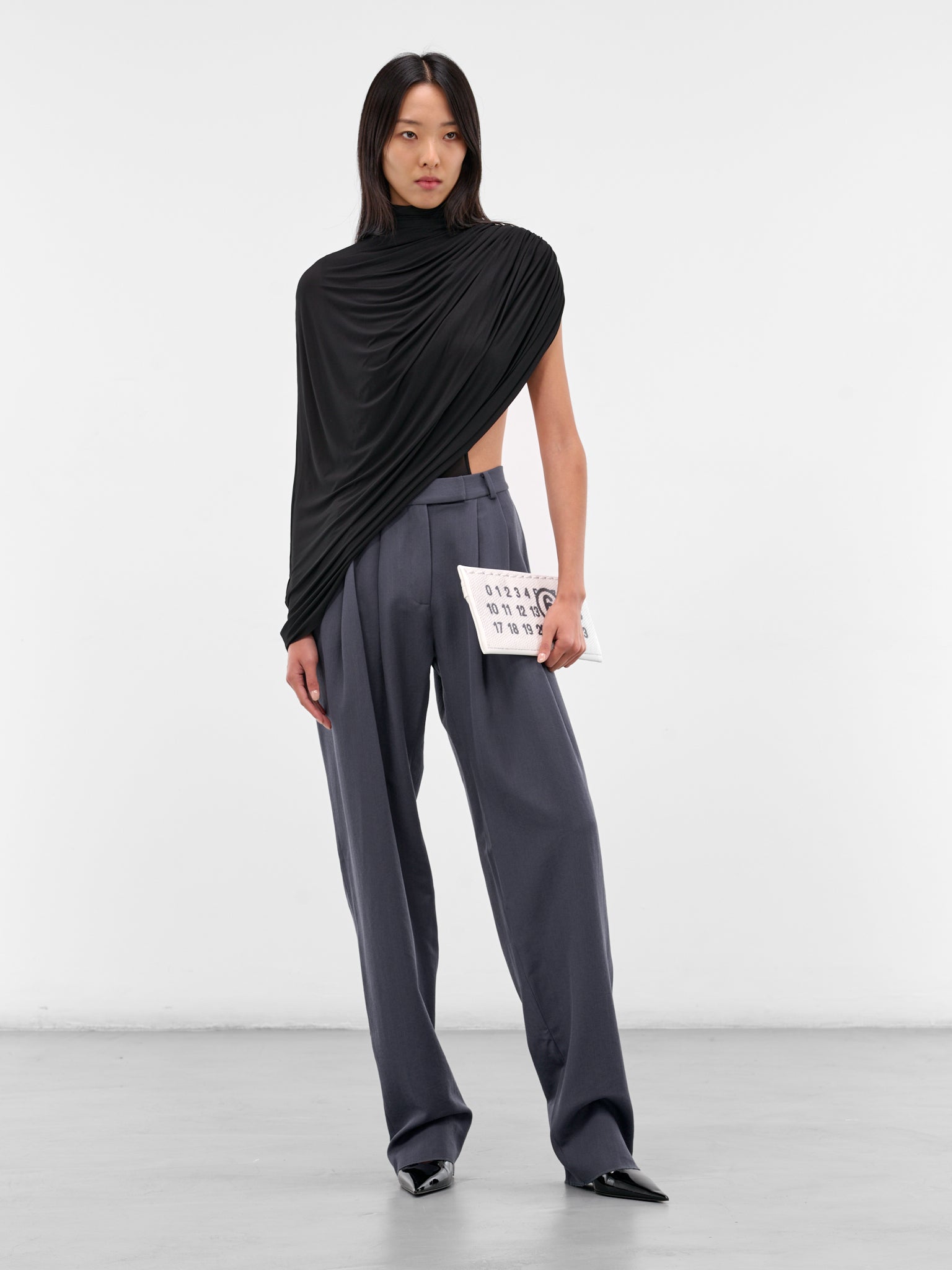 Gray Wool Tailored Pleated Trousers (319-T02-GREY)