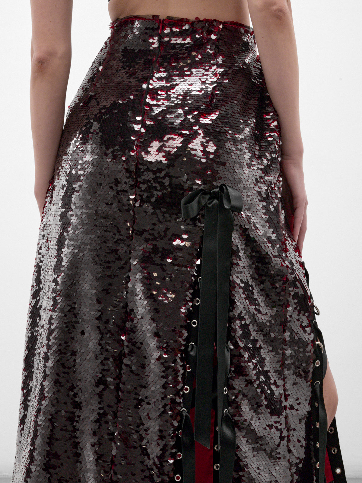 Deep Red Sequin Midi Skirt (3220-1362-DEEP-RED)