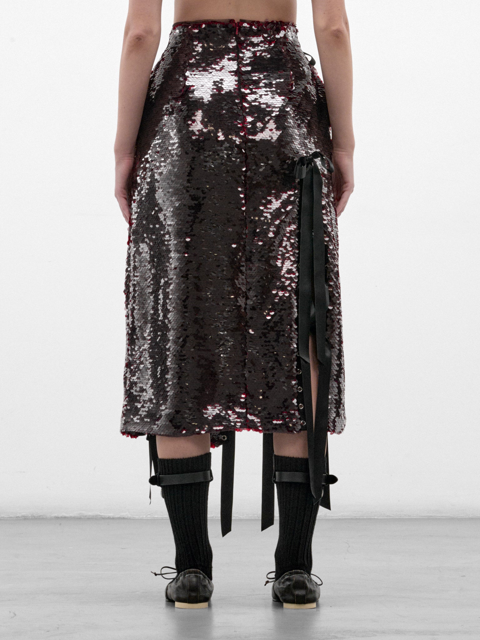 Deep Red Sequin Midi Skirt (3220-1362-DEEP-RED)