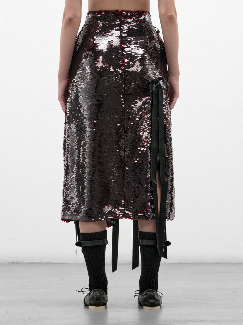 Deep Red Sequin Midi Skirt (3220-1362-DEEP-RED)
