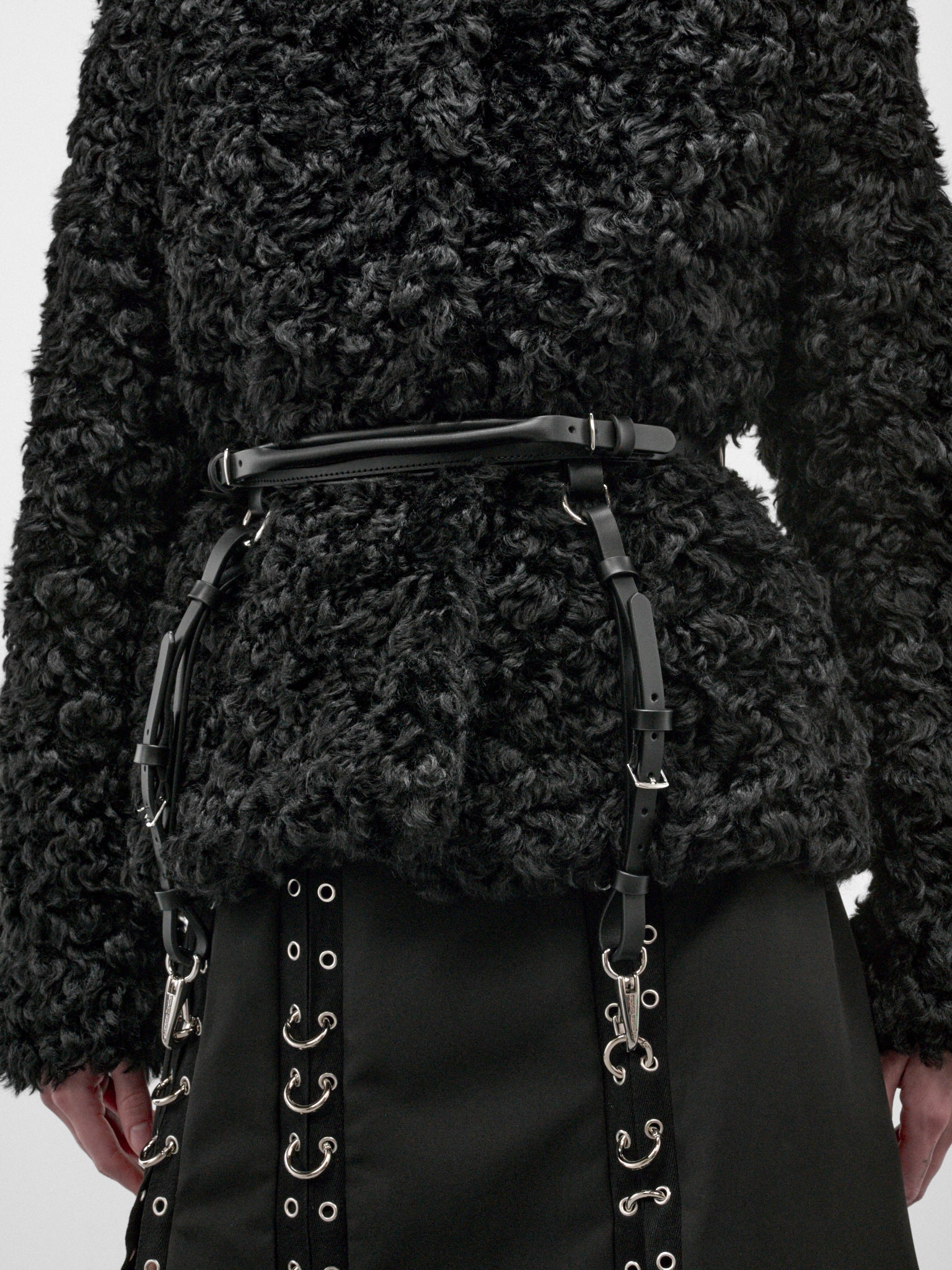 Black Leather Double Loop Belt (BBELT4T-0839-BLACK)