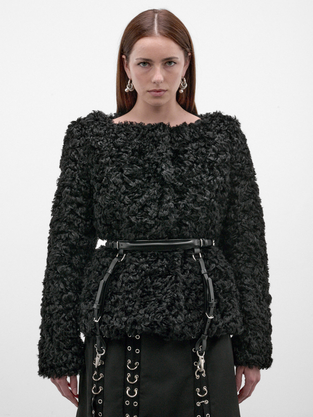 Black Leather Double Loop Belt (BBELT4T-0839-BLACK)