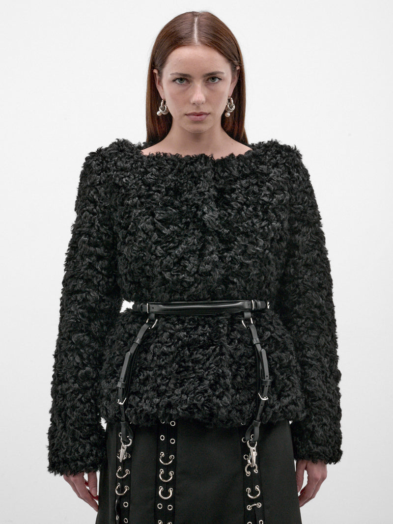 Black Leather Double Loop Belt (BBELT4T-0839-BLACK)