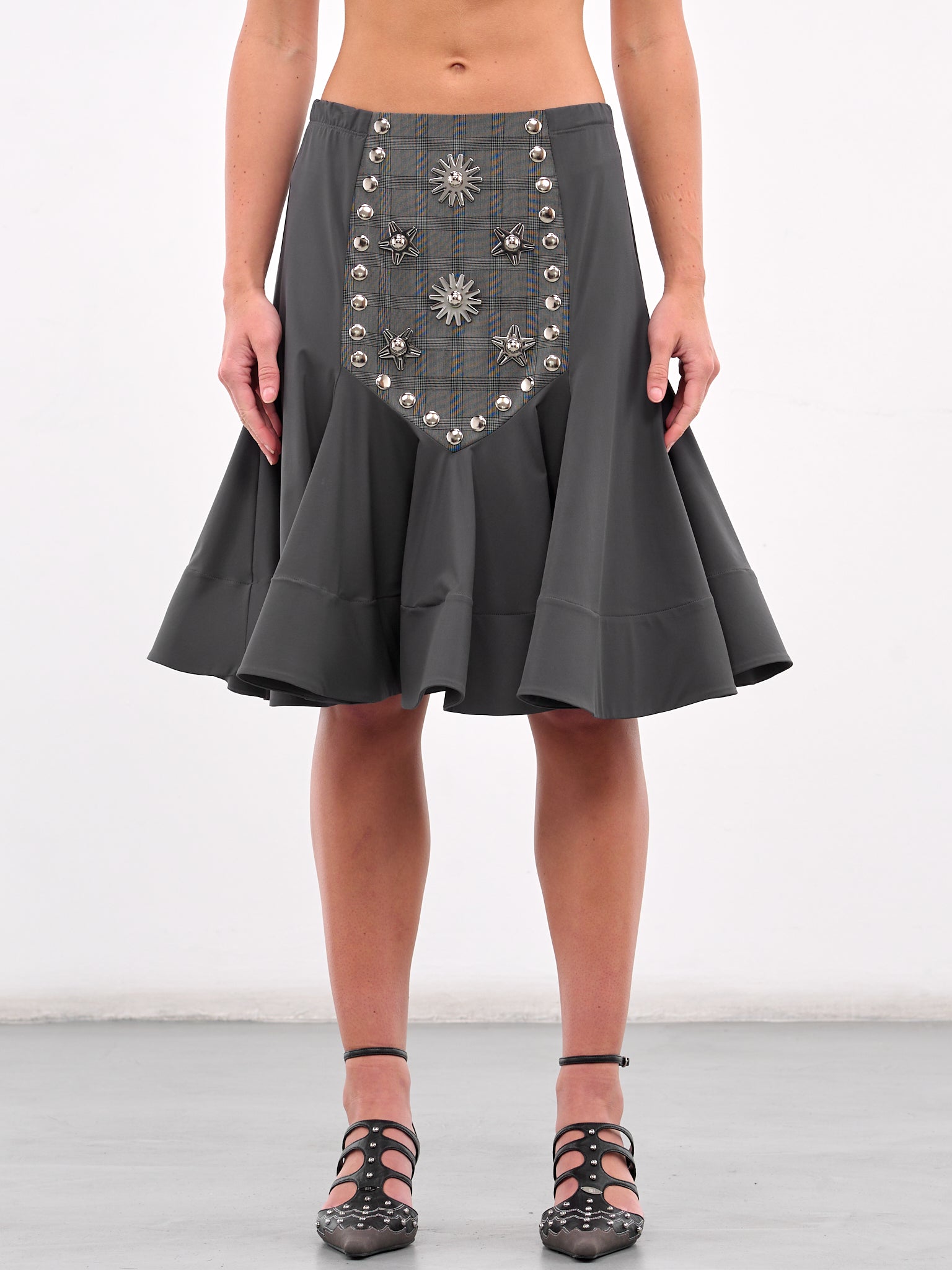 Studded Ruffle Skirt (3259-CALAMITY-GREY-TARTAN)