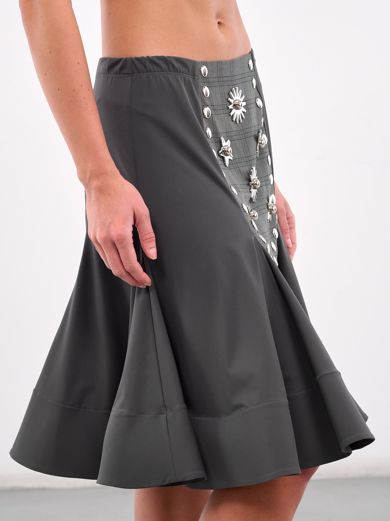 Studded Ruffle Skirt (3259-CALAMITY-GREY-TARTAN)