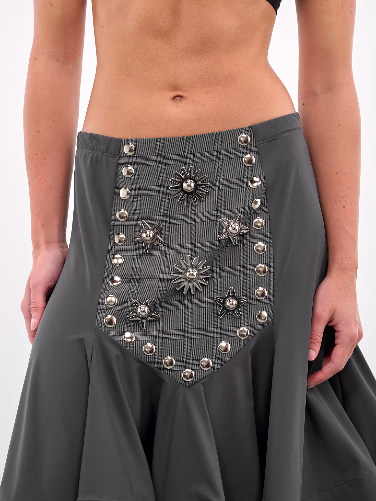 Studded Ruffle Skirt (3259-CALAMITY-GREY-TARTAN)