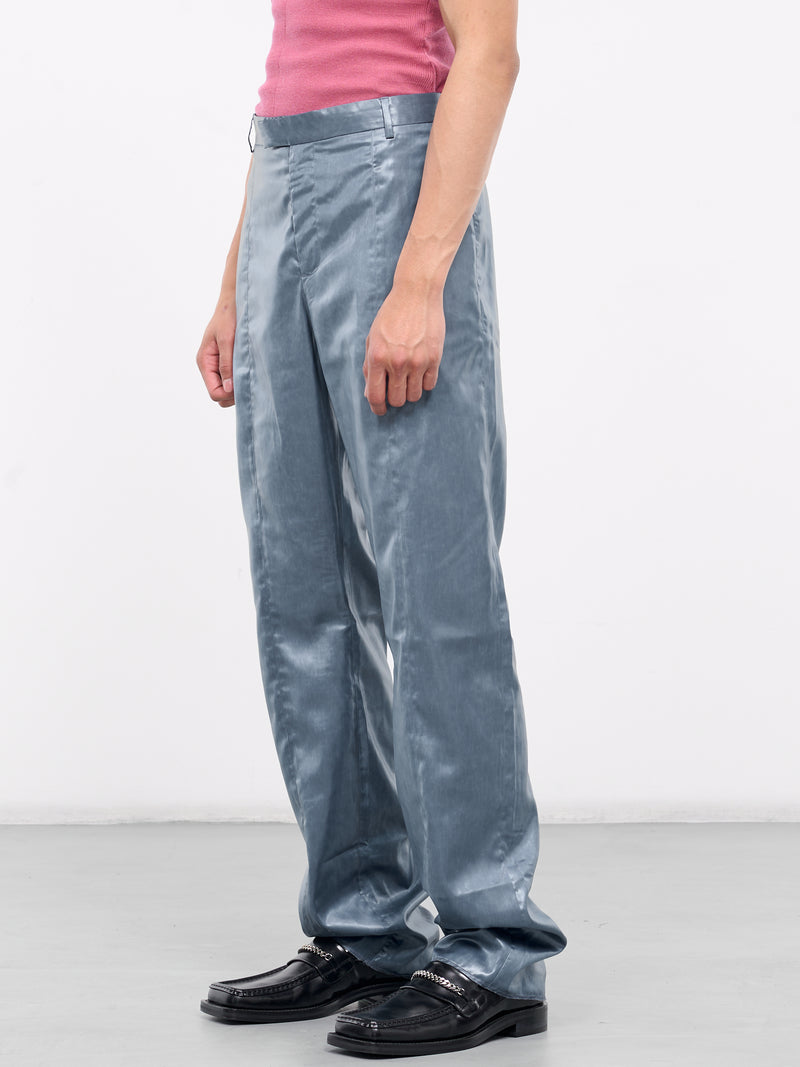 Narrow Front Trousers (326-WET-LOOK-PETROL)