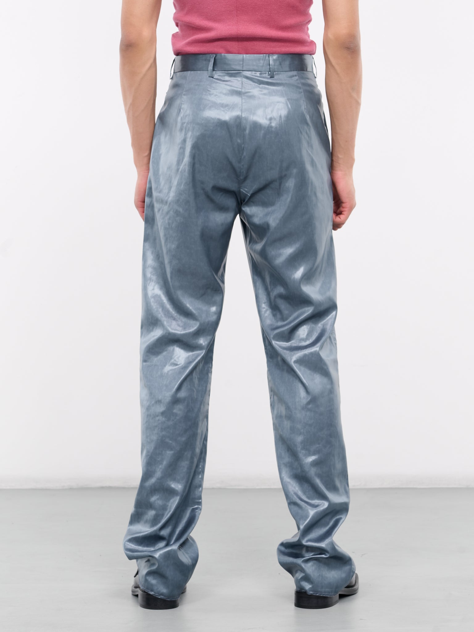 Narrow Front Trousers (326-WET-LOOK-PETROL)