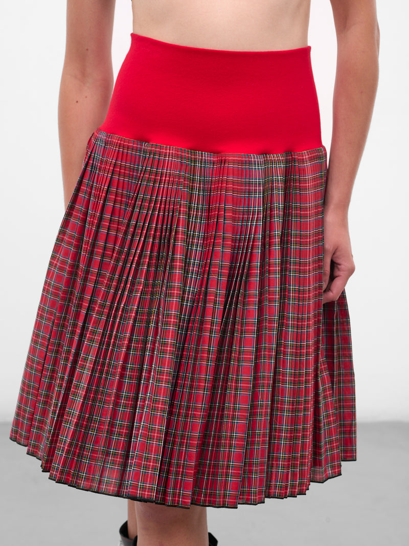 Red Fret Tartan Midi Skirt (3275-FRET-RED)
