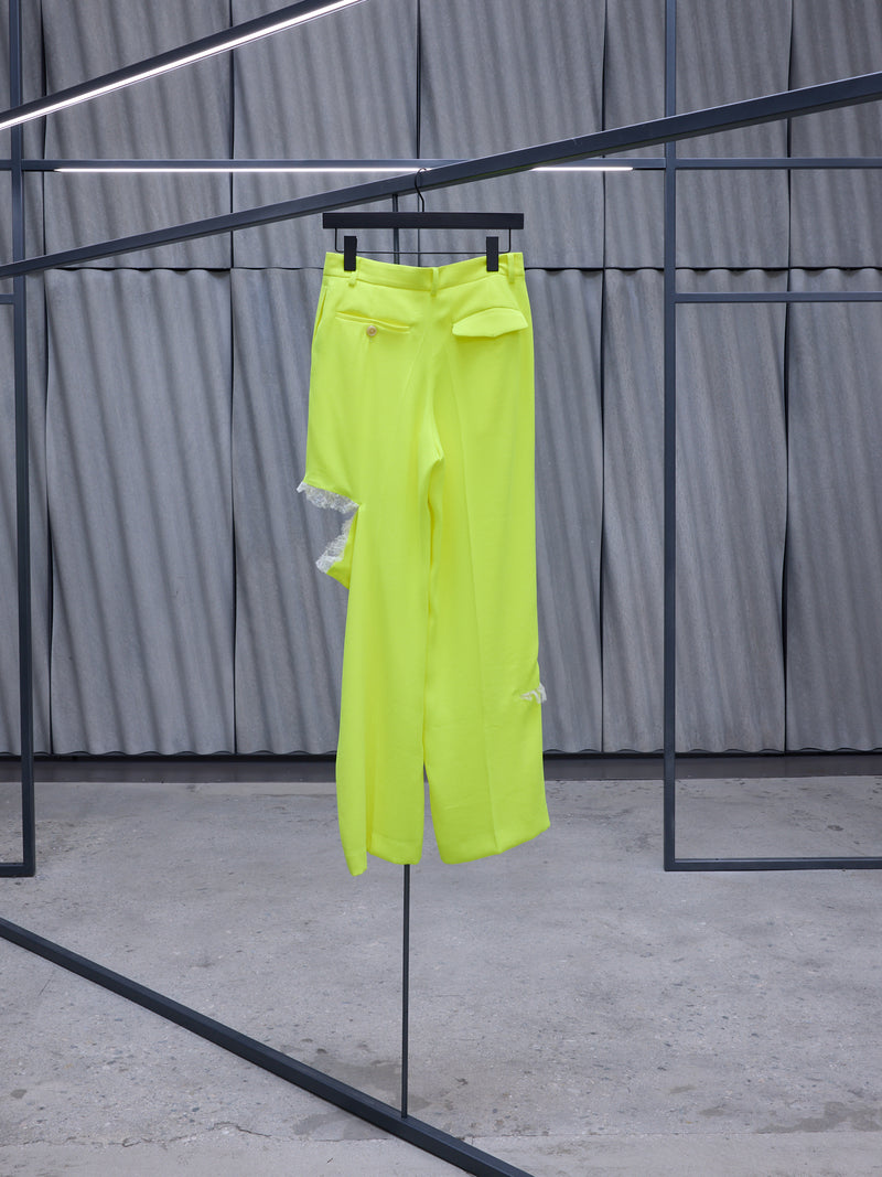 Yellow Deconstructed Slashed Tulle Trousers (UC1C1511-YELLOW)
