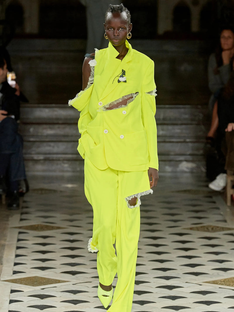 Yellow Deconstructed Slashed Tulle Trousers (UC1C1511-YELLOW)