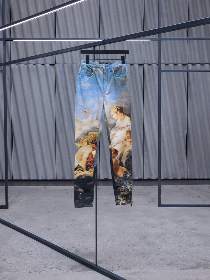 Printed Rococo Painting Denim Jeans (QWJ233-DAG38-09000-MULTICOLOR)