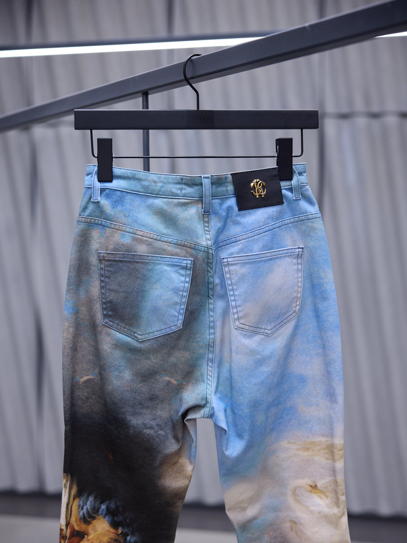 Printed Rococo Painting Denim Jeans (QWJ233-DAG38-09000-MULTICOLOR)