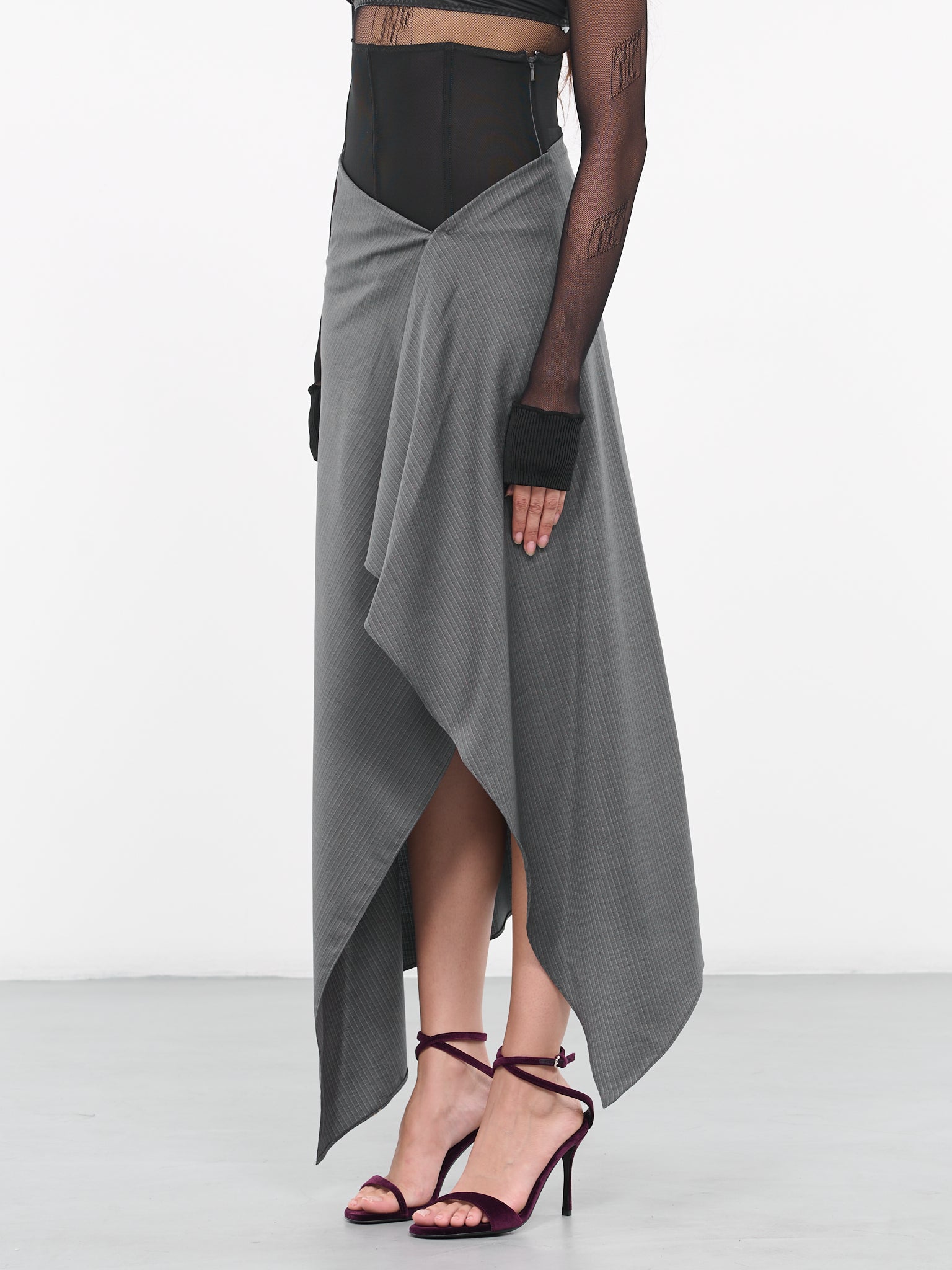 Draped Suit Skirt (35012A-VXE031-MEDIUM-GREY)