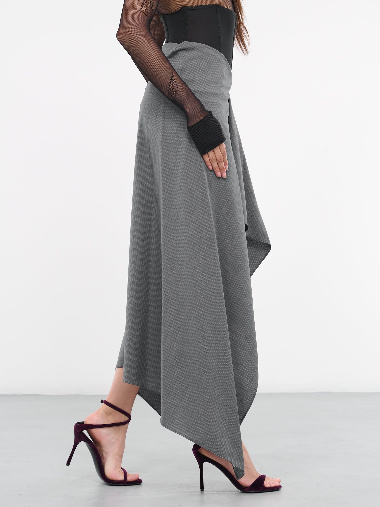 Draped Suit Skirt (35012A-VXE031-MEDIUM-GREY)