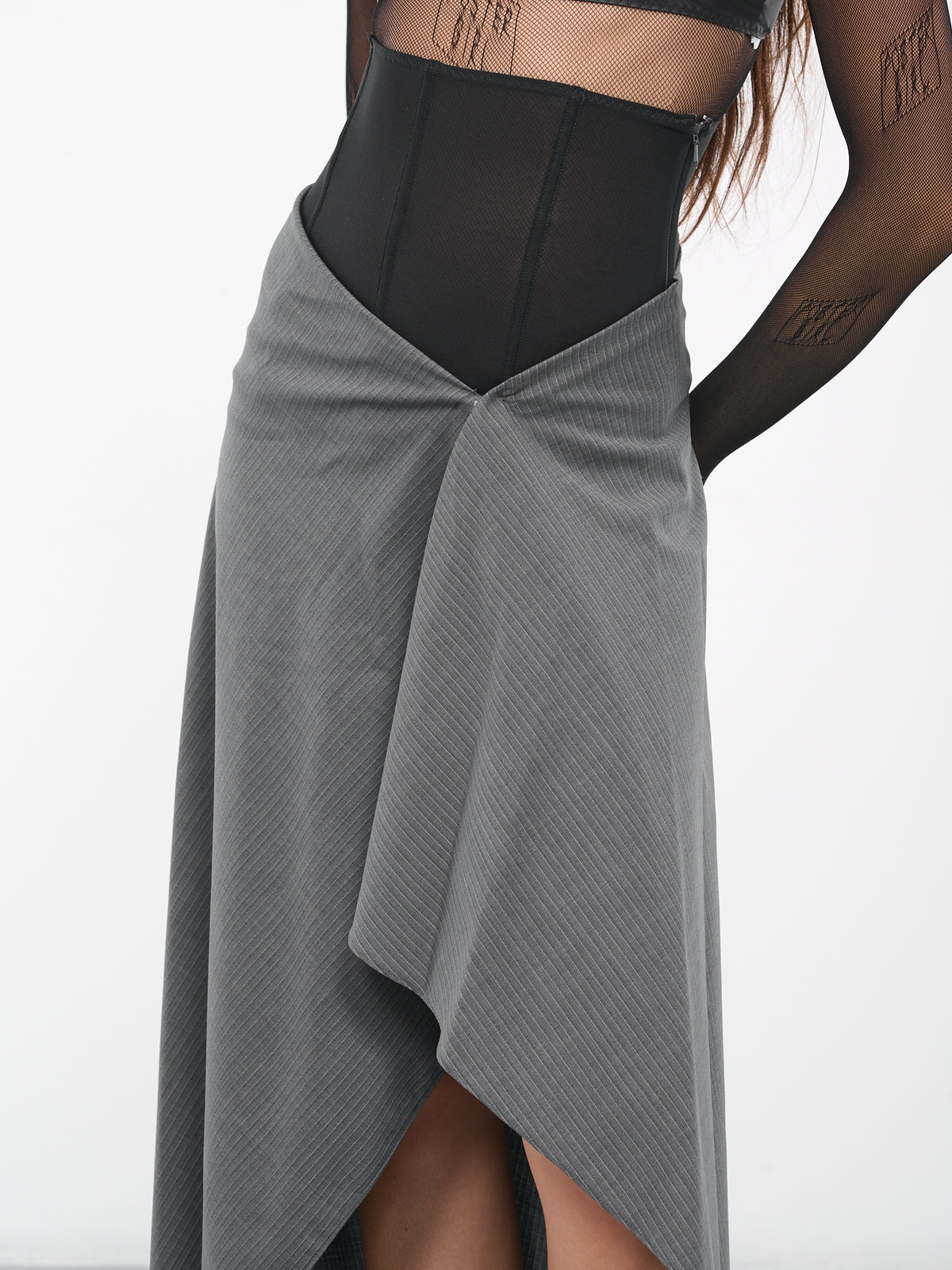 Draped Suit Skirt (35012A-VXE031-MEDIUM-GREY)