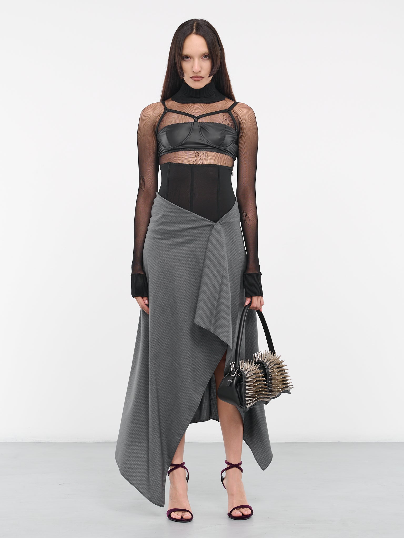 Draped Suit Skirt (35012A-VXE031-MEDIUM-GREY)