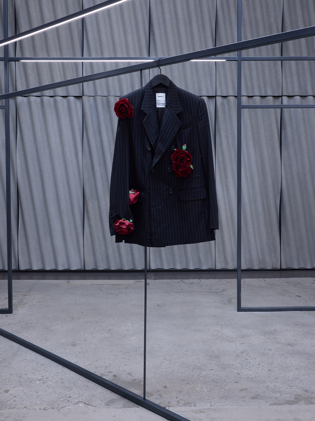 Black Rose Pinstripe Blazer (SEEN-USERS-BLAZER-ROSE)