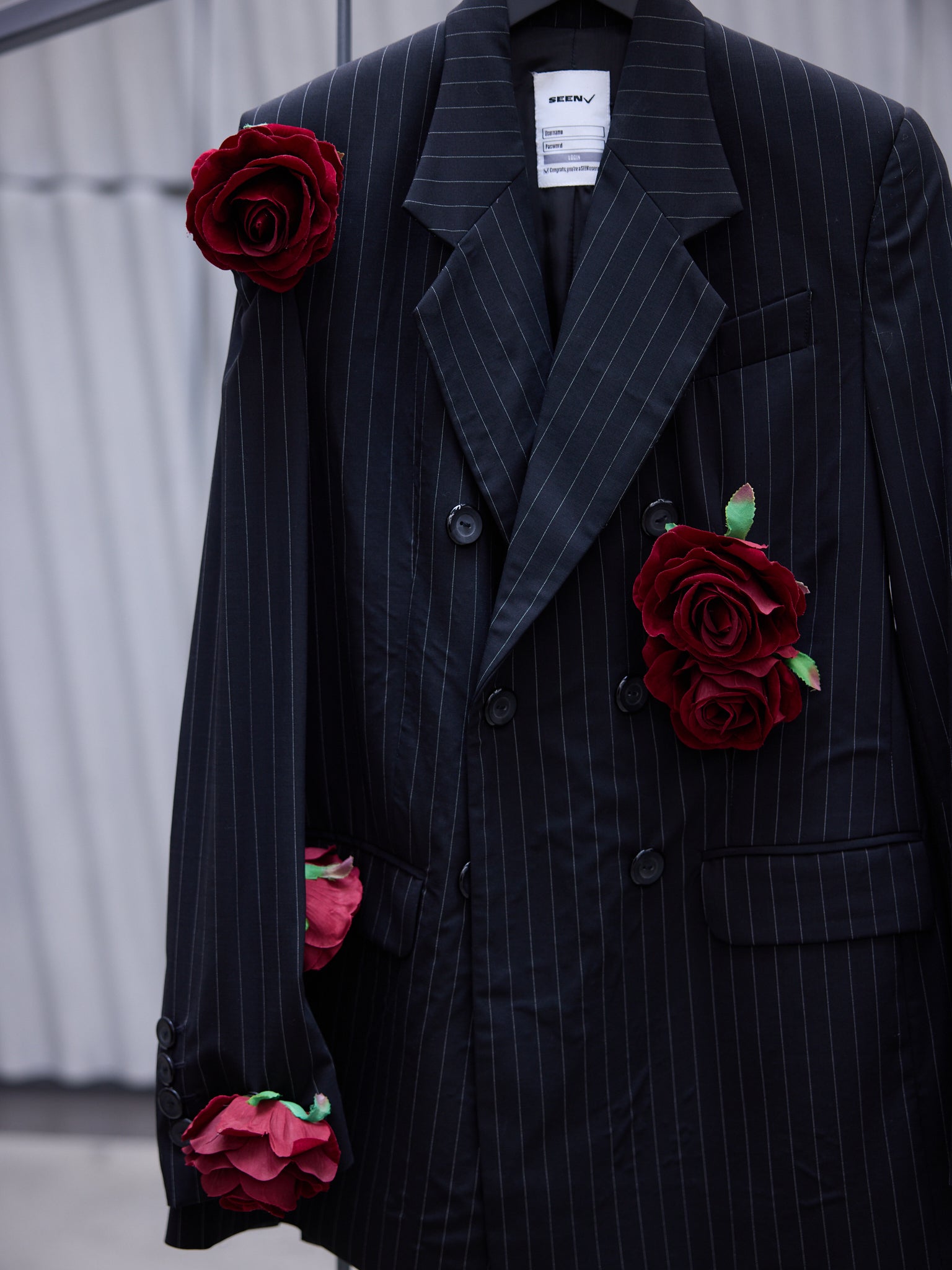 Black Rose Pinstripe Blazer (SEEN-USERS-BLAZER-ROSE)