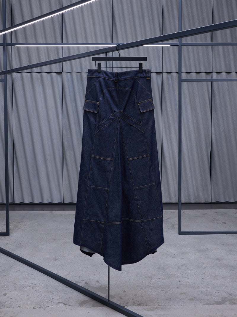 Navy Denim Asymmetric Maxi Skirt (COPJ38BIS249-DARK-NAVY)