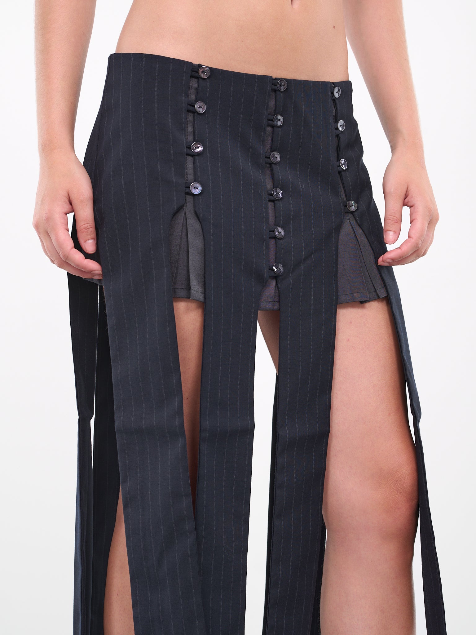 Pinstripe Midi Skirt (NA067-BLACK-PINSTRIPE)