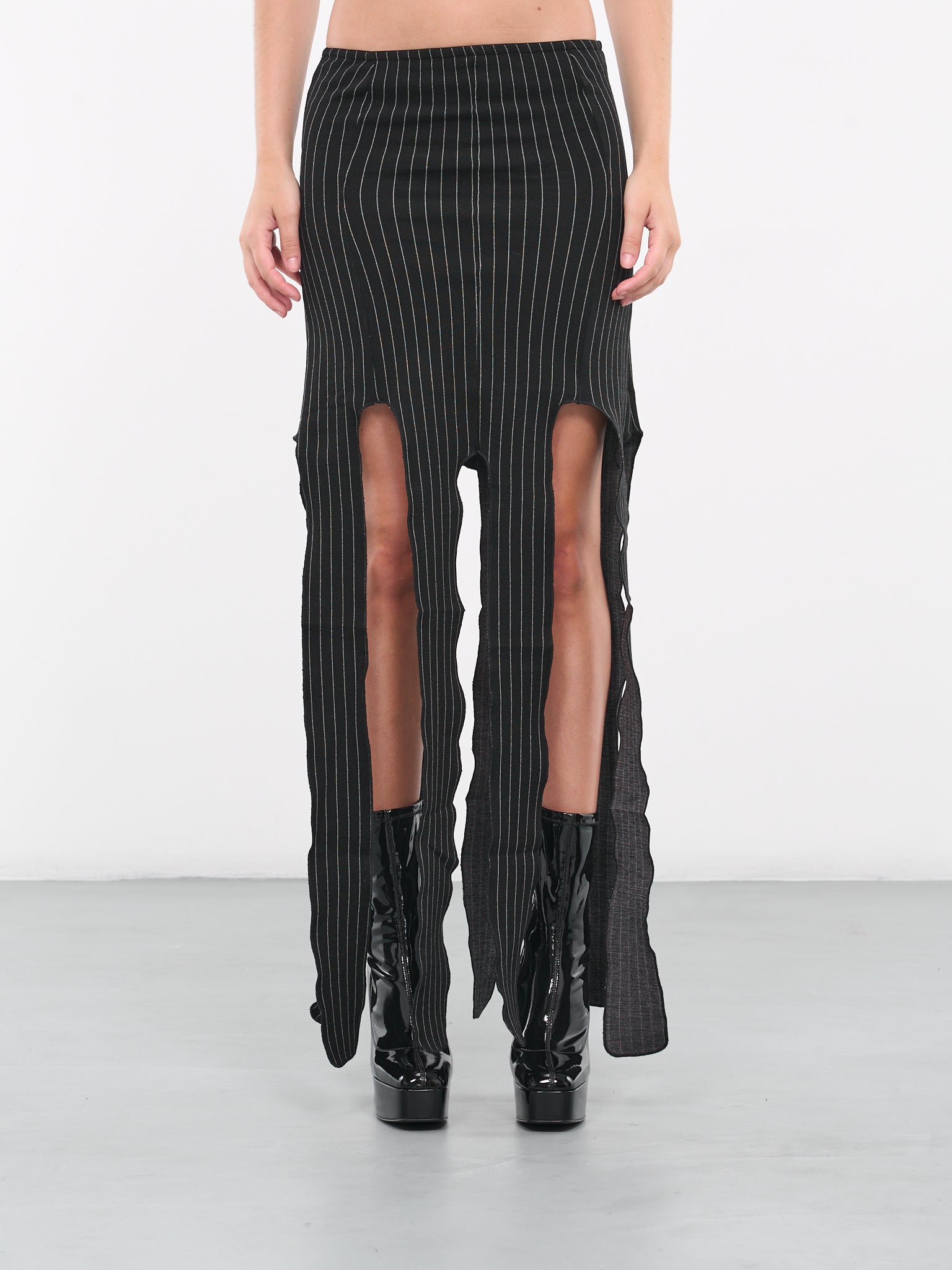 Pinstripe Maxi Skirt (NA075-BLACK-PINSTRIPE)