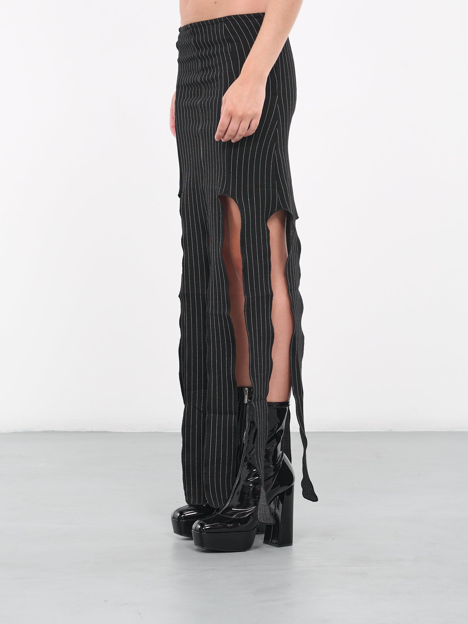 Pinstripe Maxi Skirt (NA075-BLACK-PINSTRIPE)