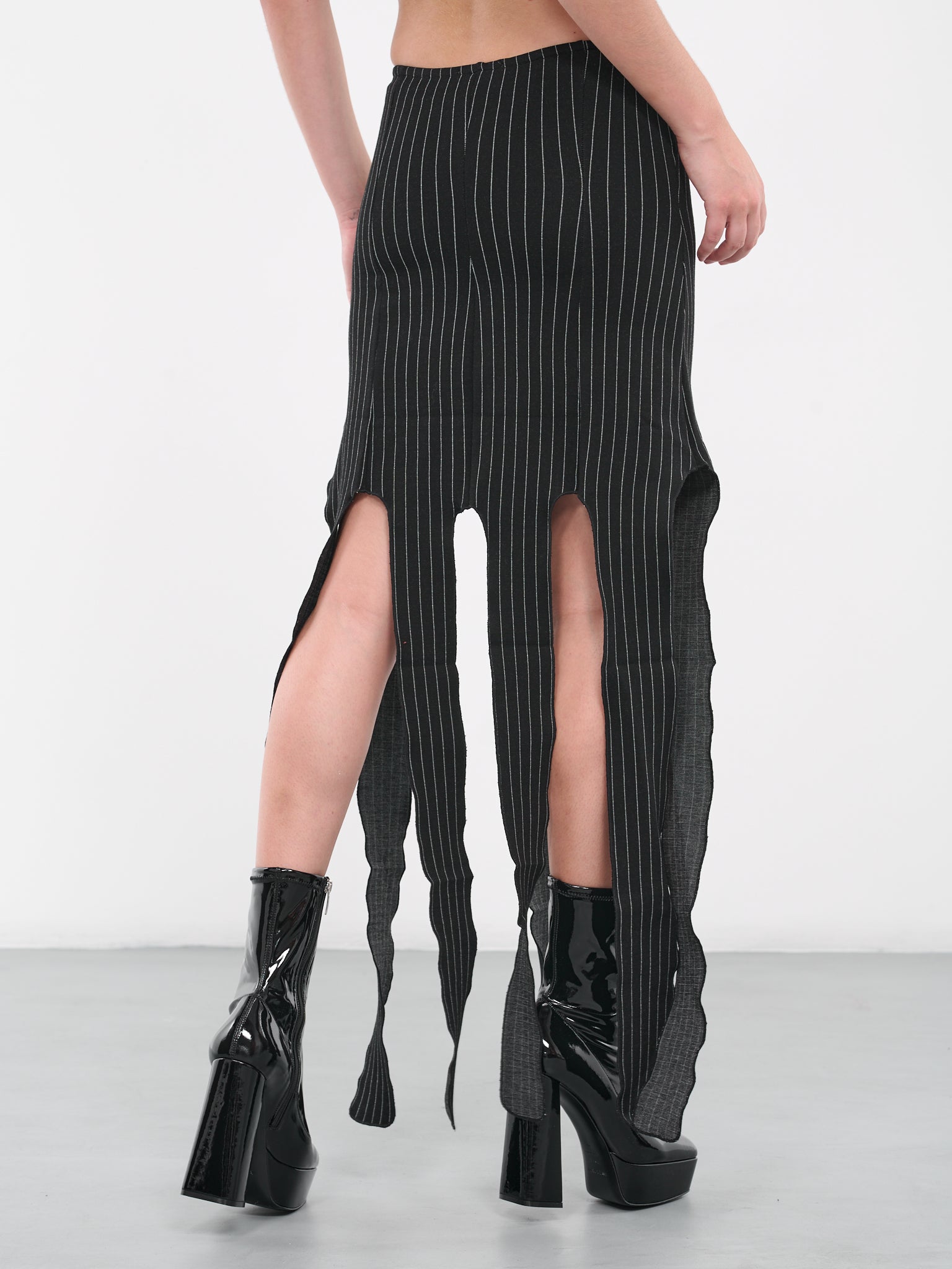 Pinstripe Maxi Skirt (NA075-BLACK-PINSTRIPE)