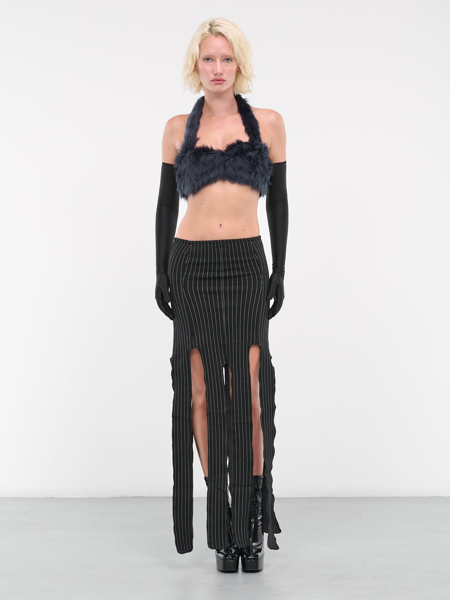 Pinstripe Maxi Skirt (NA075-BLACK-PINSTRIPE)