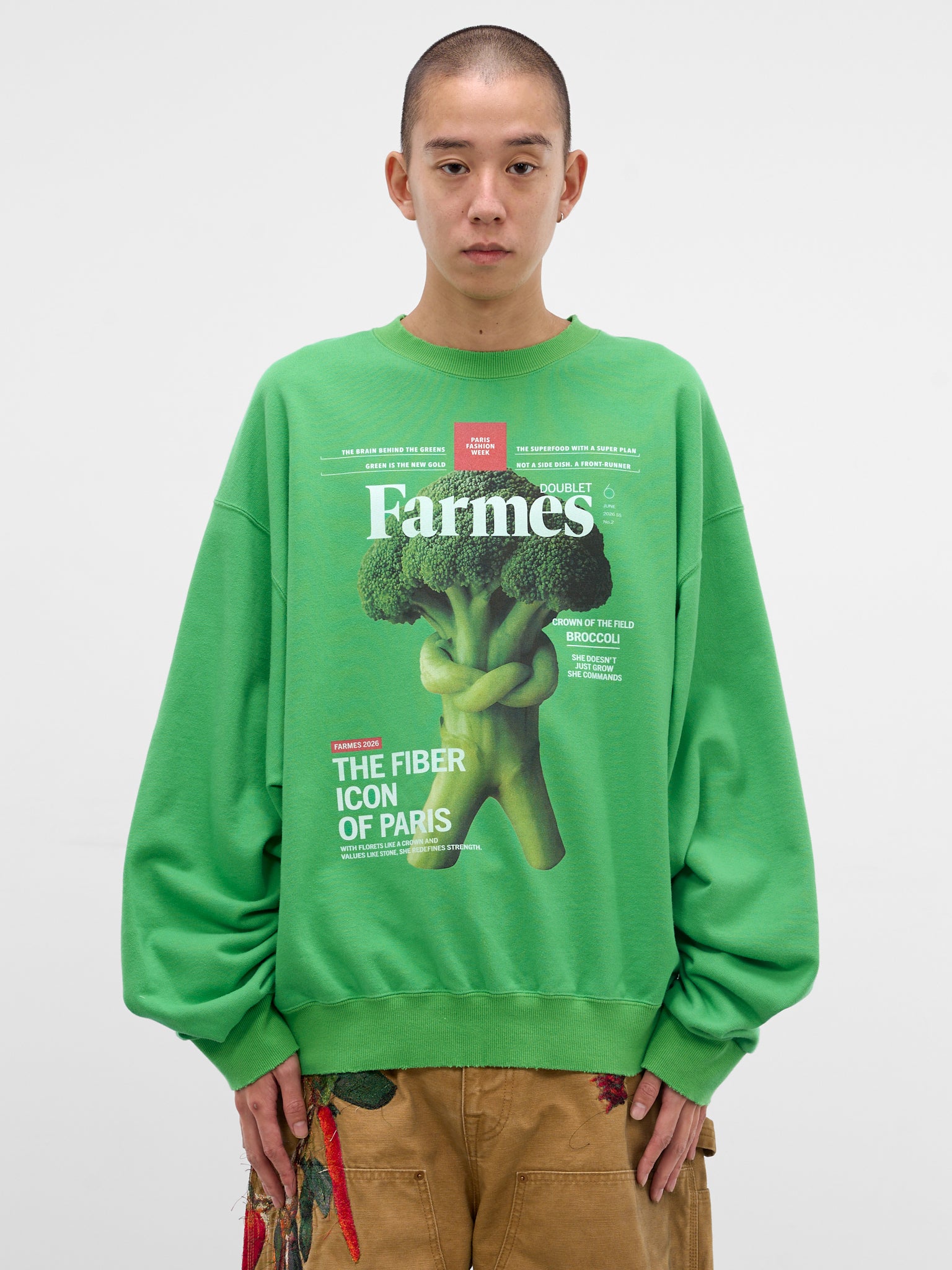 Green Oversized Magazine Graphic Sweatshirt (35CS431-GREEN)