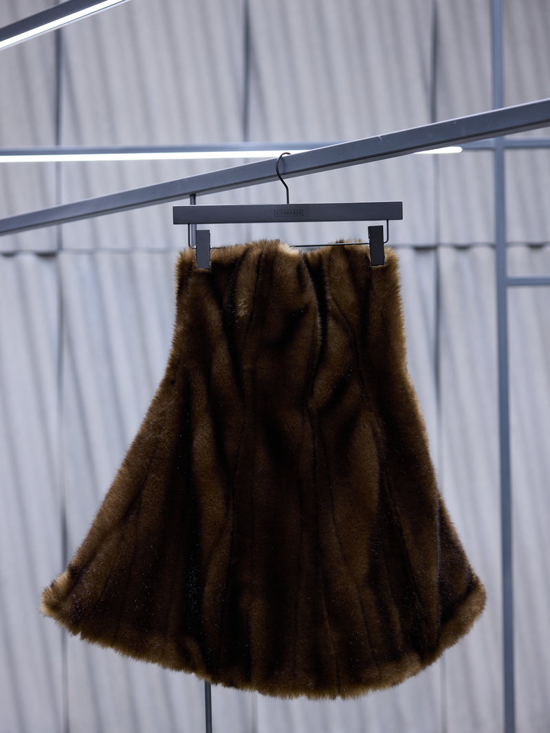 Brown Faux Fur Mini Dress (NLFD01-BROWN)