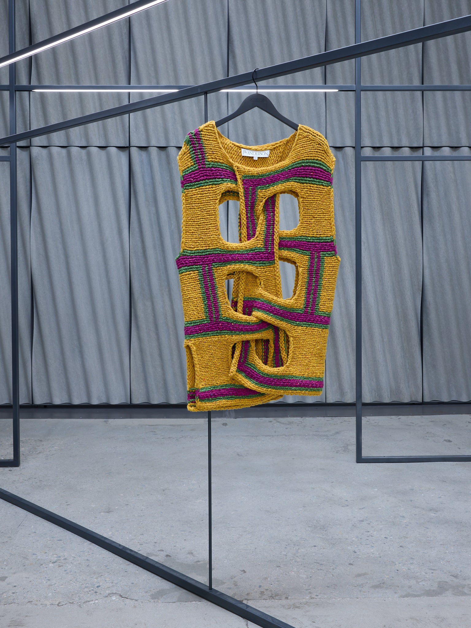 Mustard Interwove Stripe Vest (KW1107-YN0319-MUSTARD)