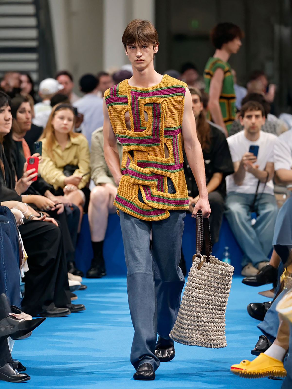 Mustard Interwove Stripe Vest (KW1107-YN0319-MUSTARD)