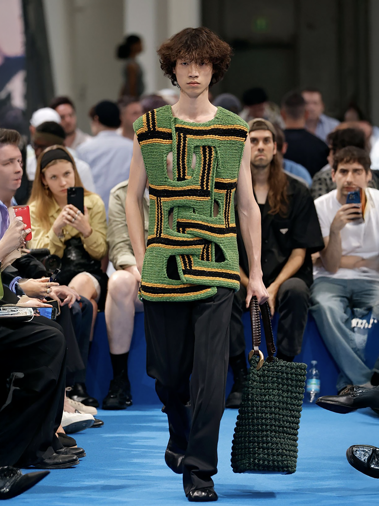 Green Interwoven Stripe Vest (KW1107-YN0319-GREEN)