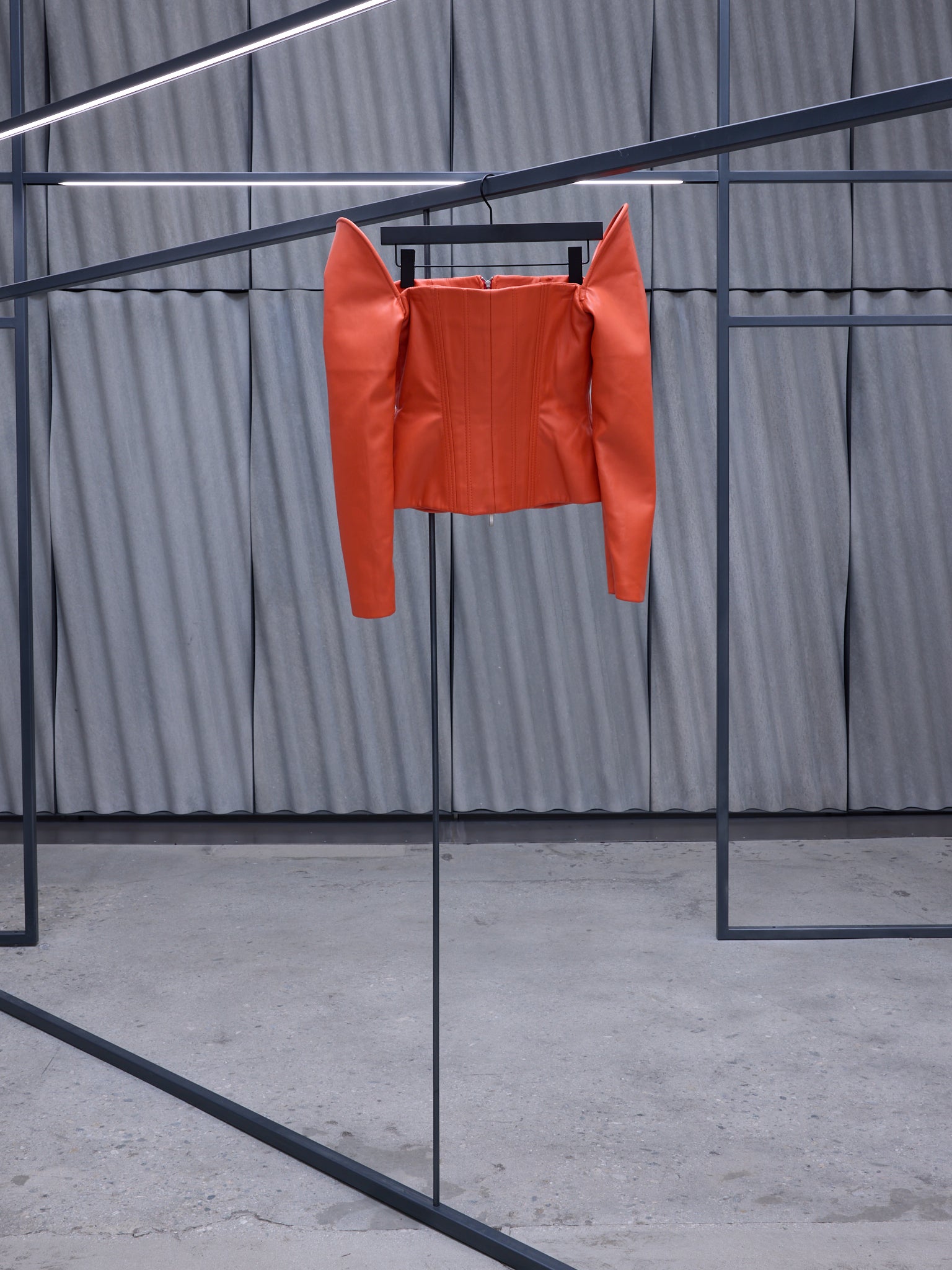 Orange Vegan Leather Castle Corset (TPVLOR01-BLOOD-ORANGE)