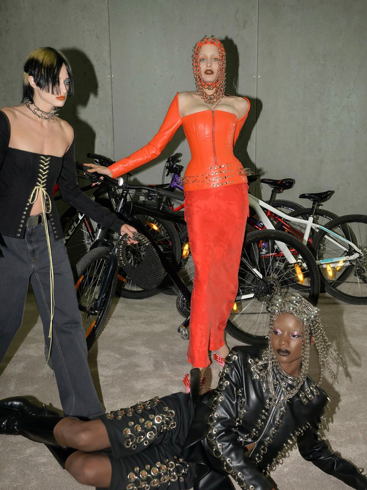 Orange Vegan Leather Castle Corset (TPVLOR01-BLOOD-ORANGE)