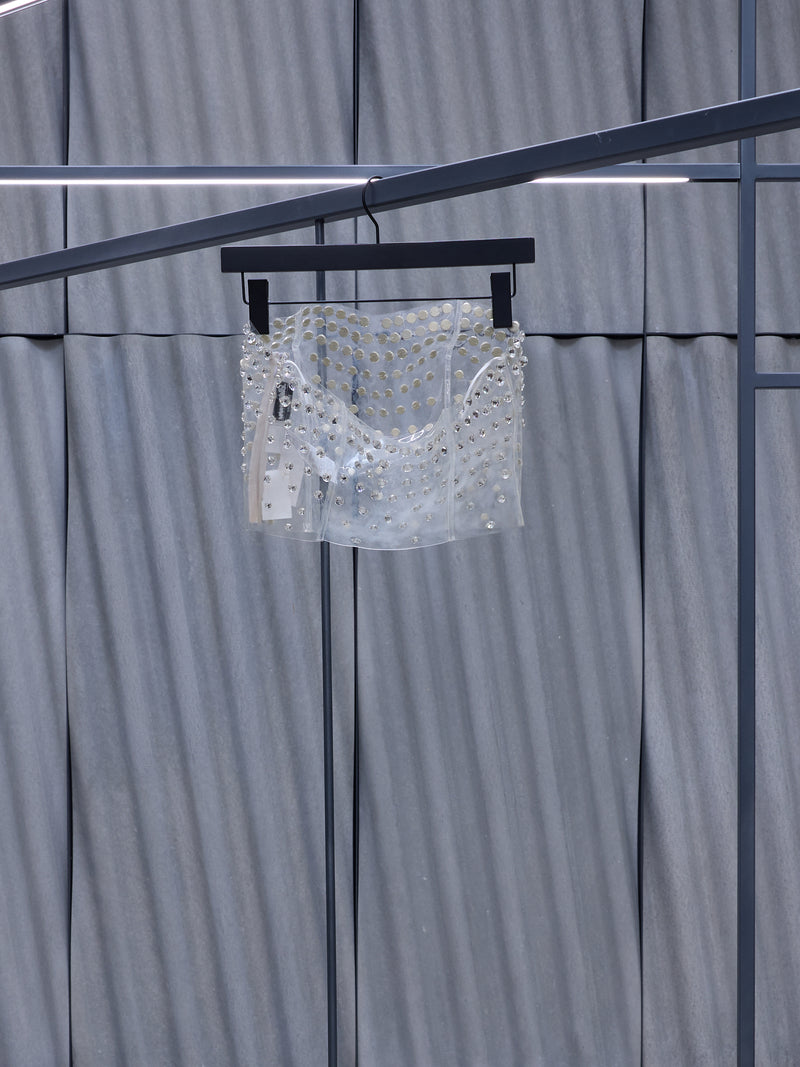 Transparent Sudded Crop Top (4C076A-N0989-TRANSPARENT)