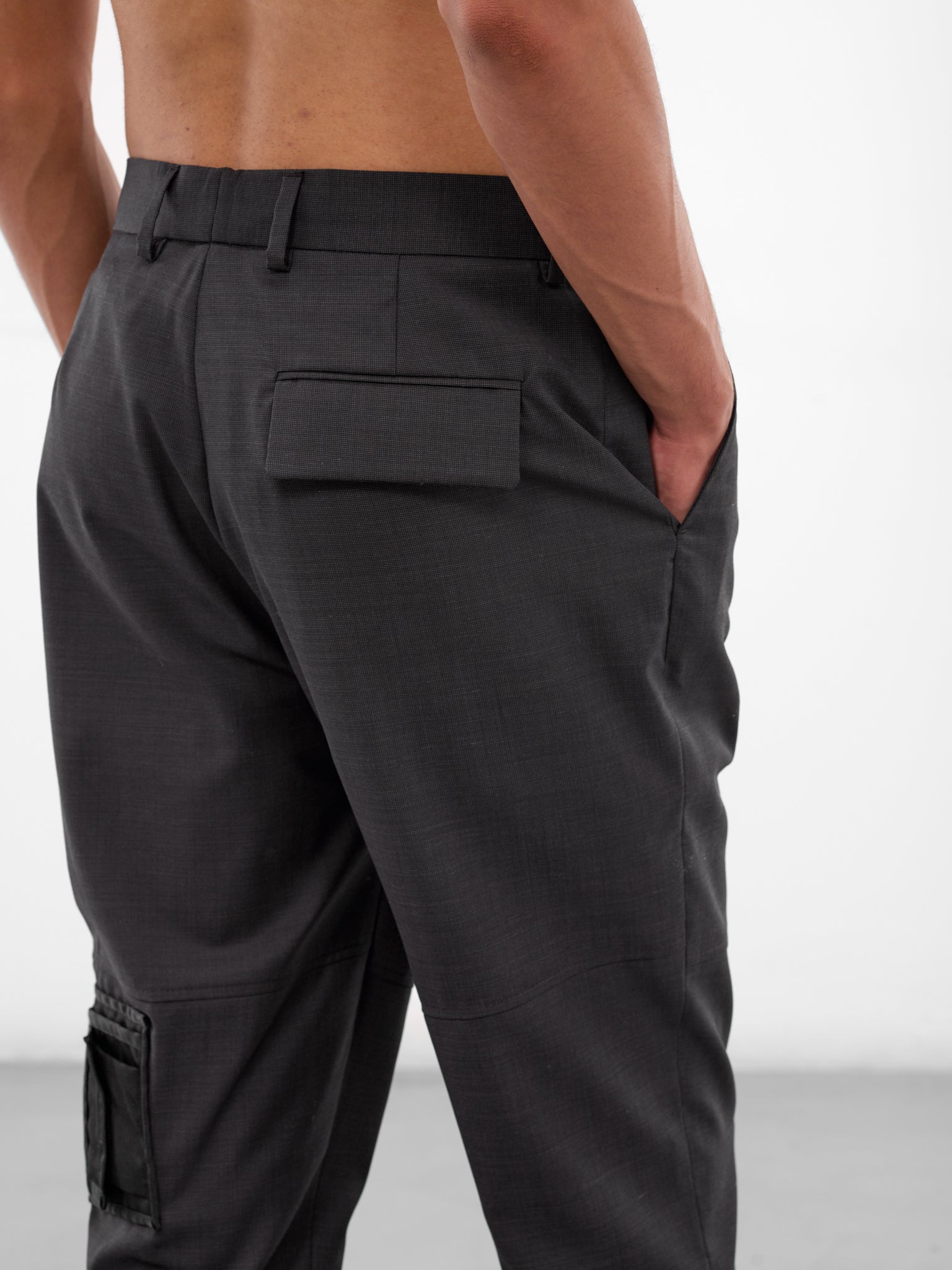 Black Stitched Wallet & Chain Pants (375WT16036-BLACK-PURPLE)