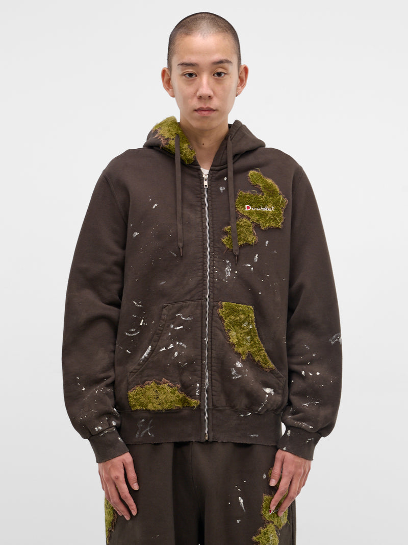 Brown Grass Embroidery Zip Hoodie (37CS423-BROWN)