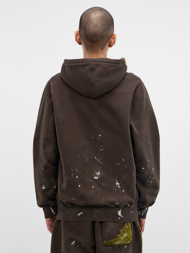 Brown Grass Embroidery Zip Hoodie (37CS423-BROWN)