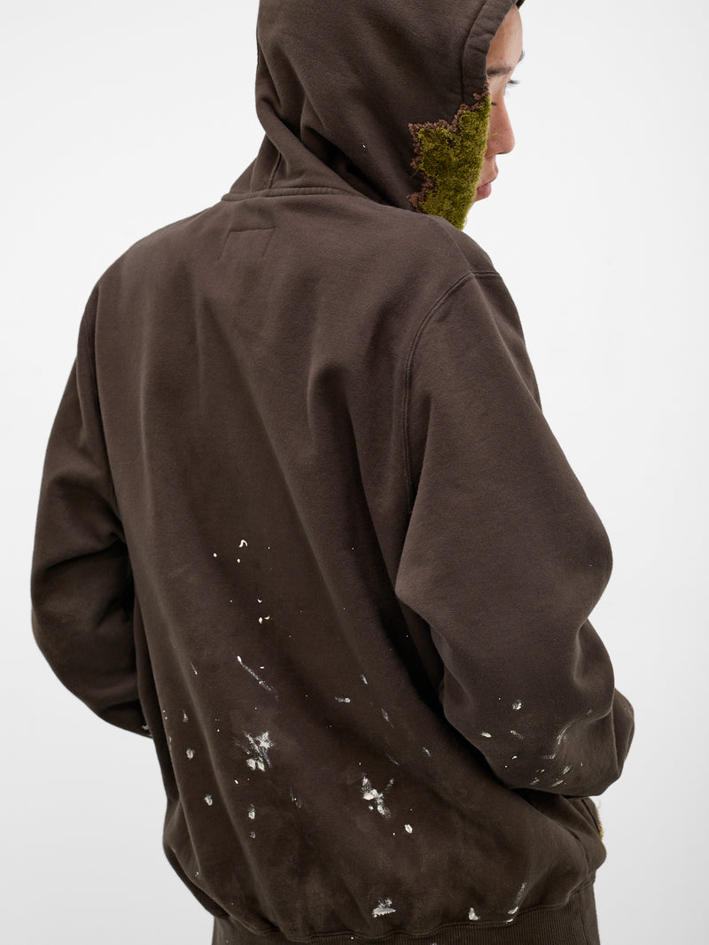Brown Grass Embroidery Zip Hoodie (37CS423-BROWN)