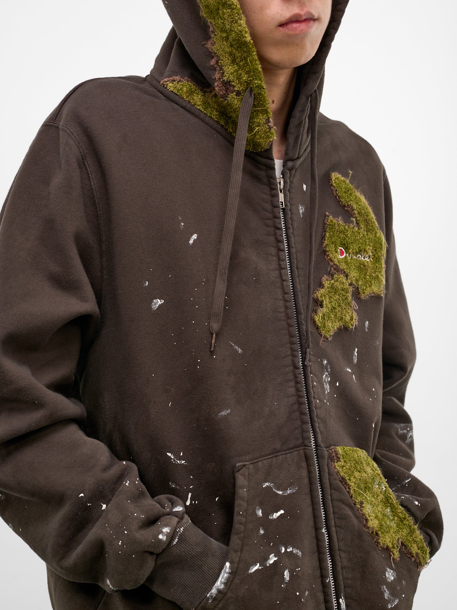 Brown Grass Embroidery Zip Hoodie (37CS423-BROWN)