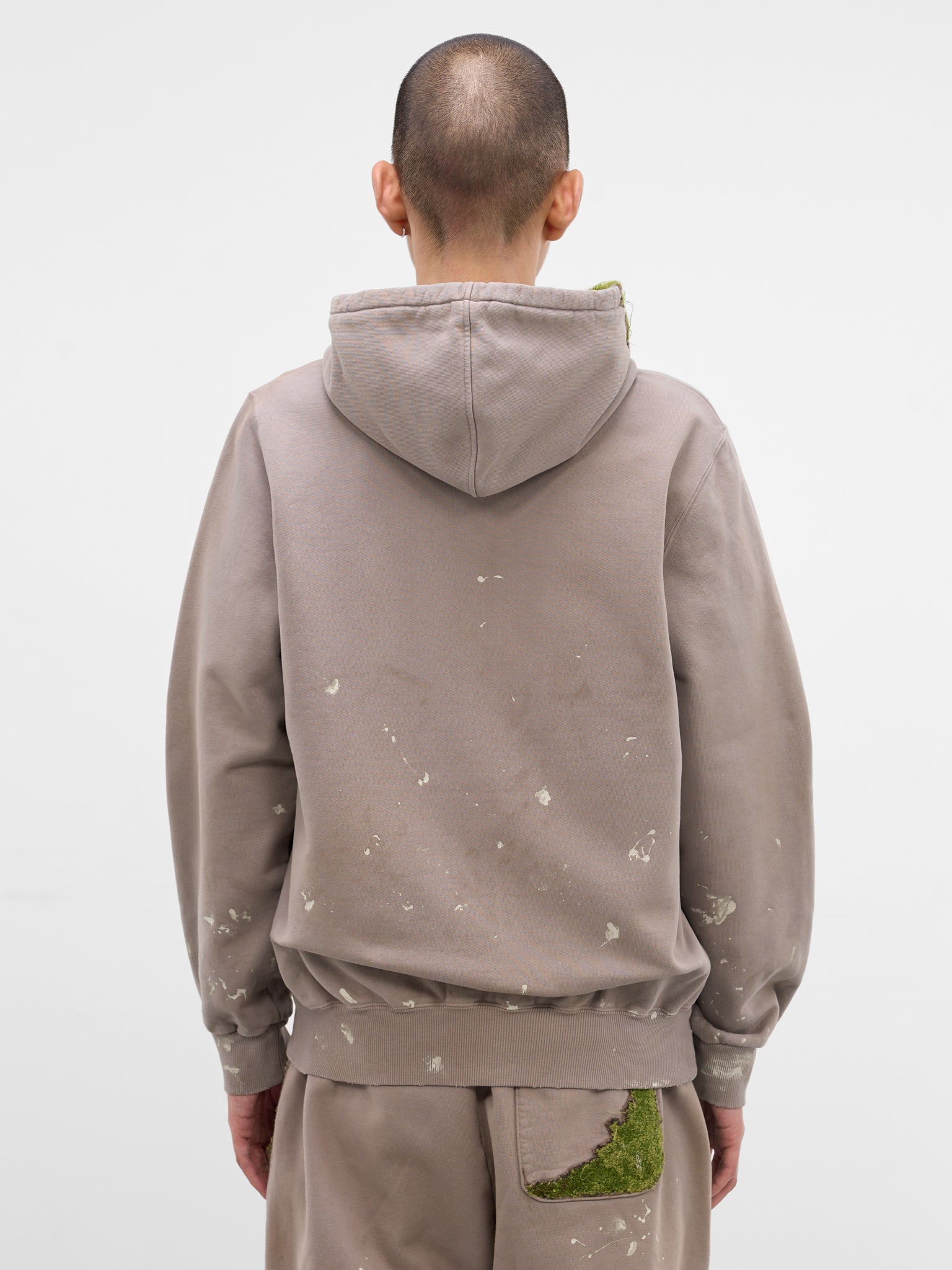Gray Grass Embroidery Zip Hoodie (37CS423-GREY)