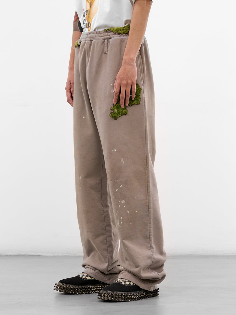 Gray Embroidery & Paint Cotton Sweatpants (37PT356-GREY