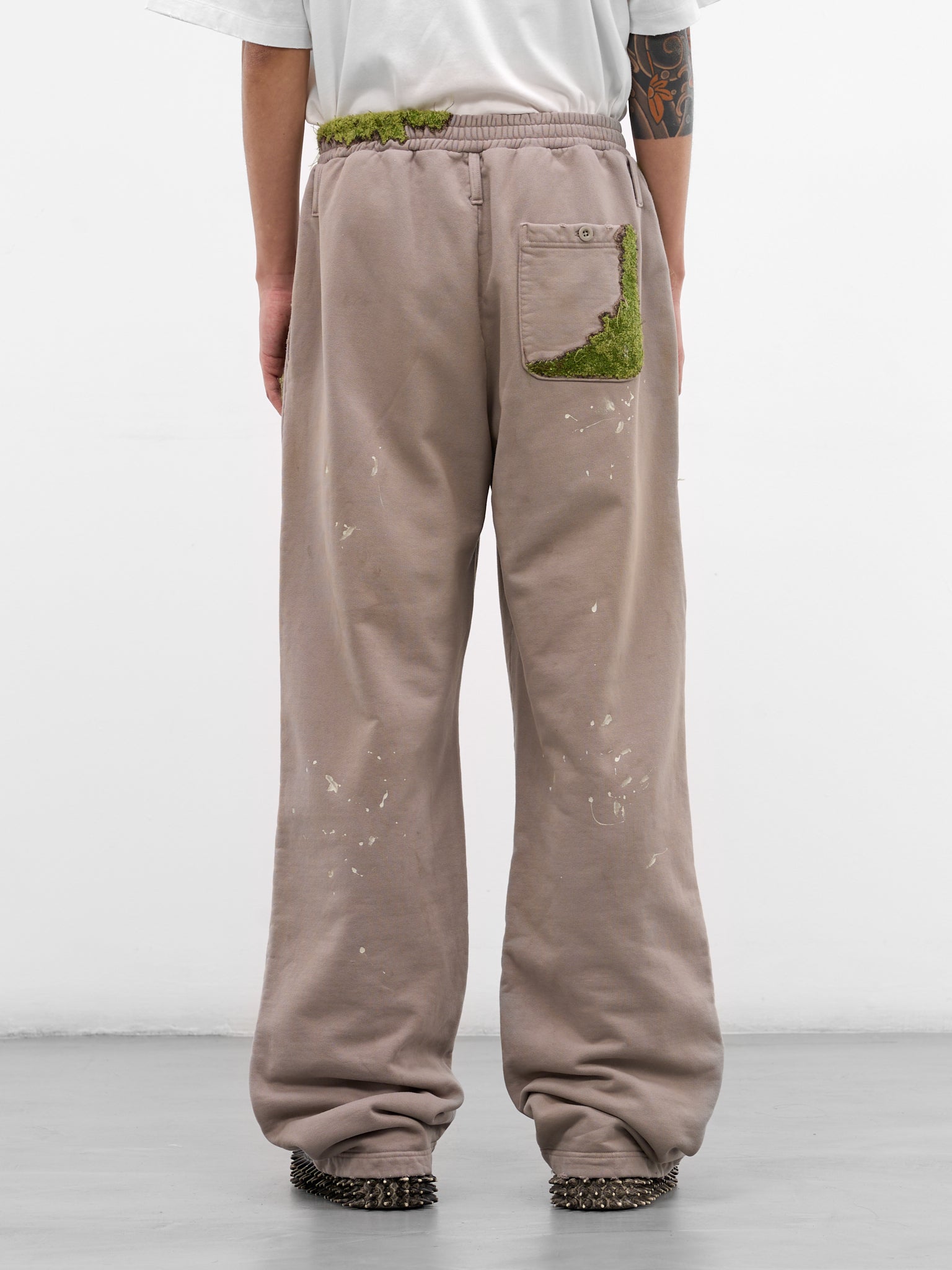 Gray Embroidery & Paint Cotton Sweatpants (37PT356-GREY